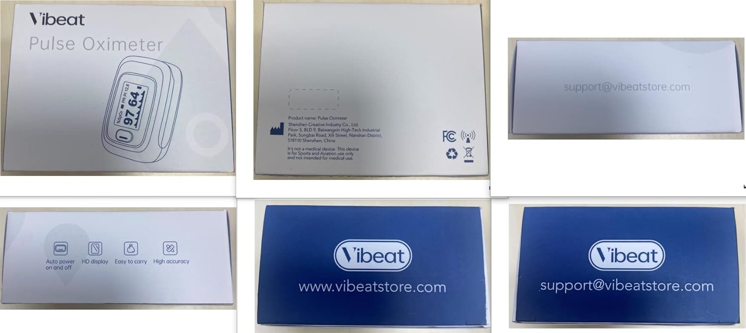 Vibeat Fingertip Pulse Oximeter, Blood Oxygen Saturation Monitor| O2 Meter, Port
