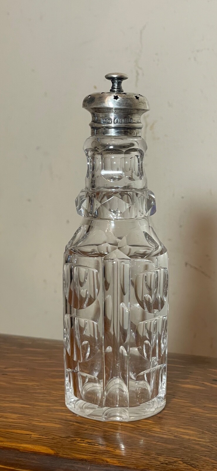 antique 1800's James Dixon & Sons sterling silver cystal sugra dredger muffineer