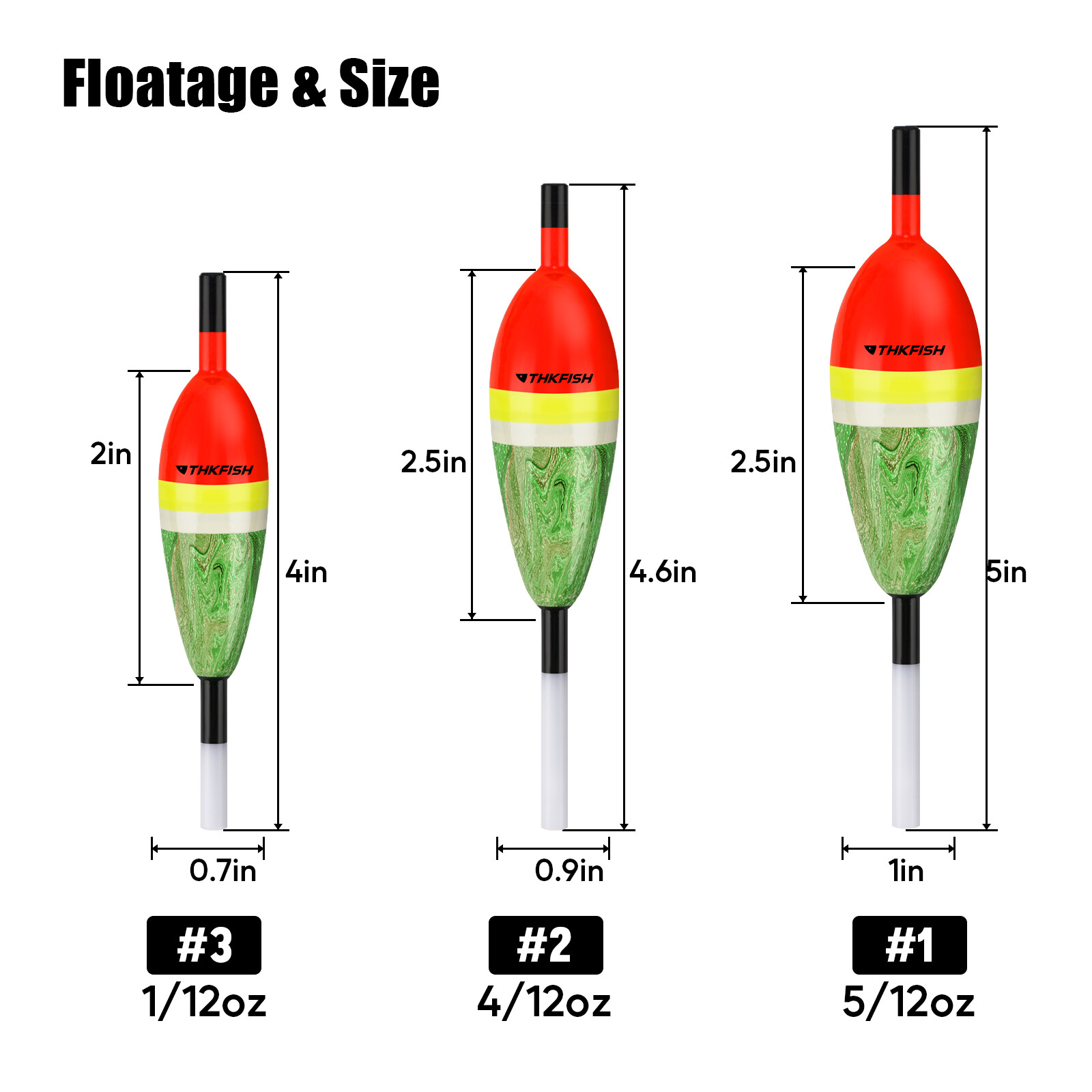 5 Pack Bobbers for Crappie Fishing Buoyant Balsa Wood Body Slip Bobbers Floats