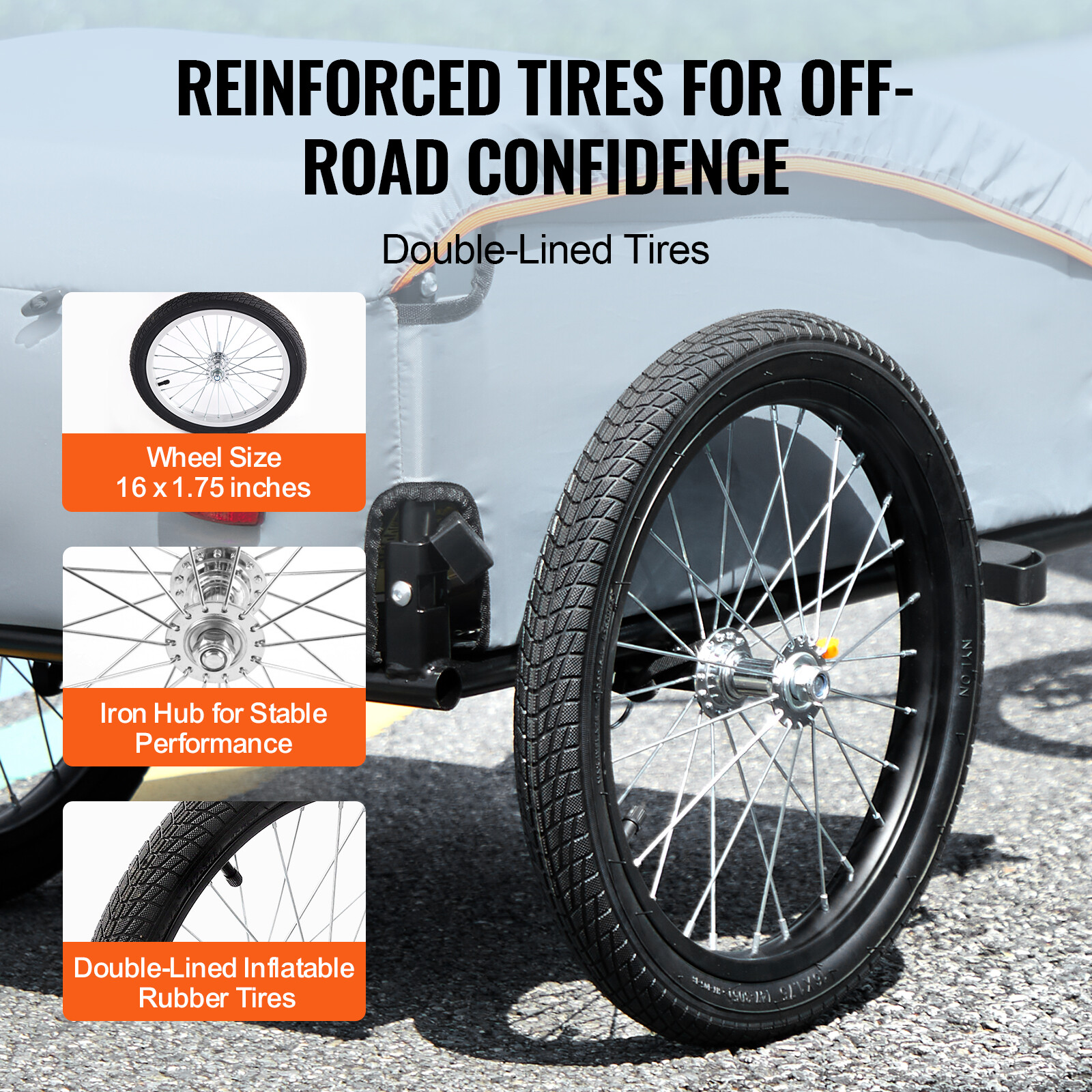 VEVOR Bike Cargo Trailer Bicycle Carrier Storage Cart 100 lbs Load Carbon Steel