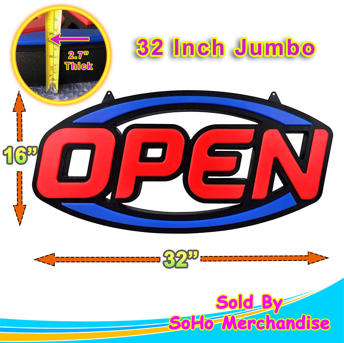 Large LED Open Sign Neon Light Bright for Restaurant Bar Pub Shop Store Business