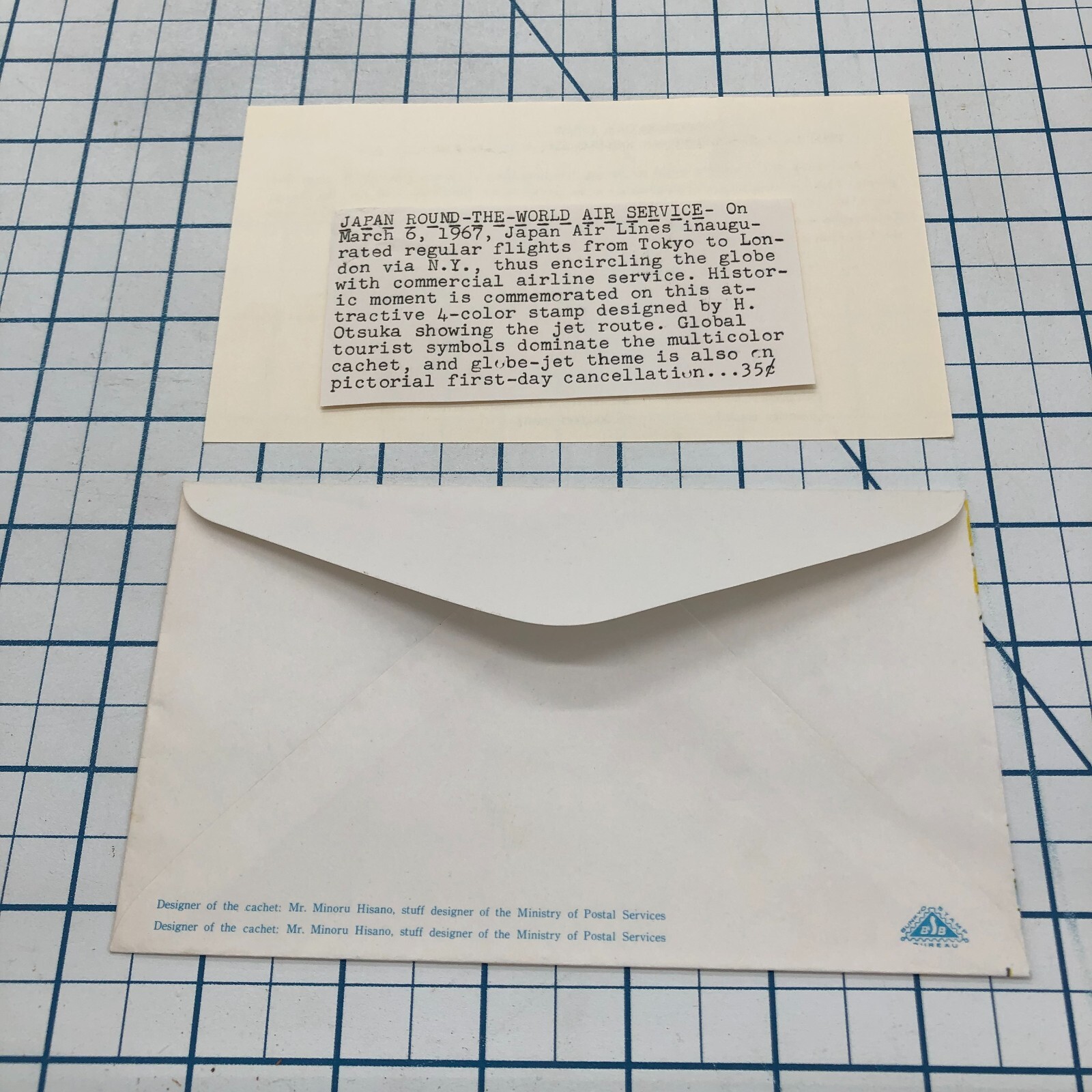 Vintage FDC Cover Cachet Postage Stamp Envelope 1967 JAPAN AIR LINES AVAITION