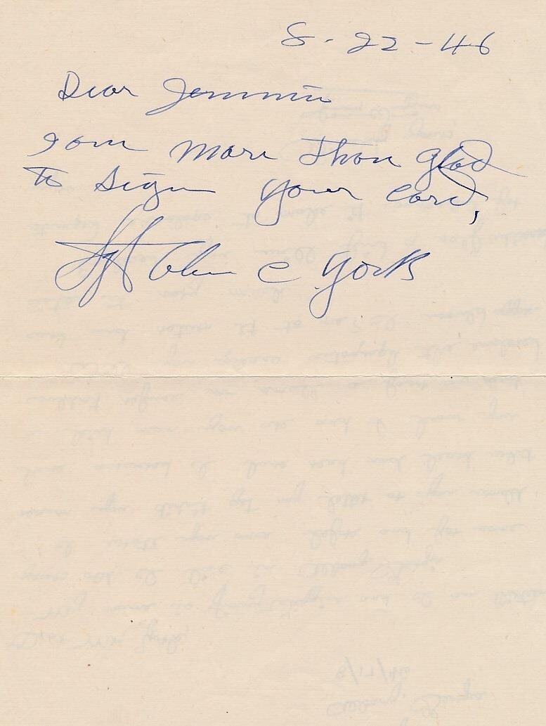 Sergeant Alvin York-Handwritten Note 1946 (Most Decorated Soldier in WWI, MOH)