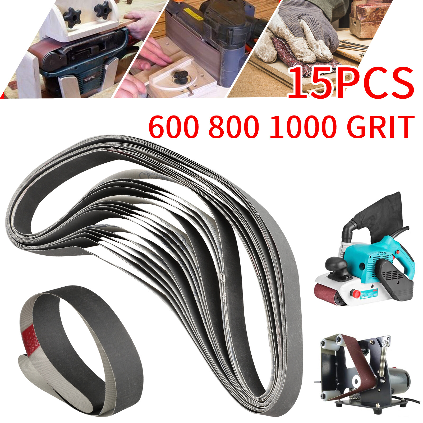 15Pcs 1x30inch Sanding Belt 600 800 1000 Grit Polishing Sander Belts Sandpaper