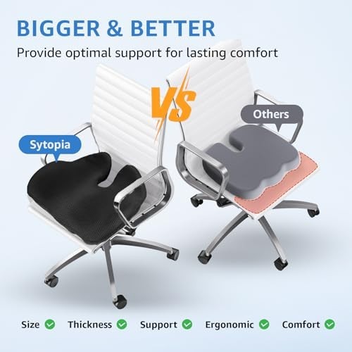 Extra Large Ergonomic Memory Foam Seat Cushion - 19"x17" for Tailbone & Sciatica