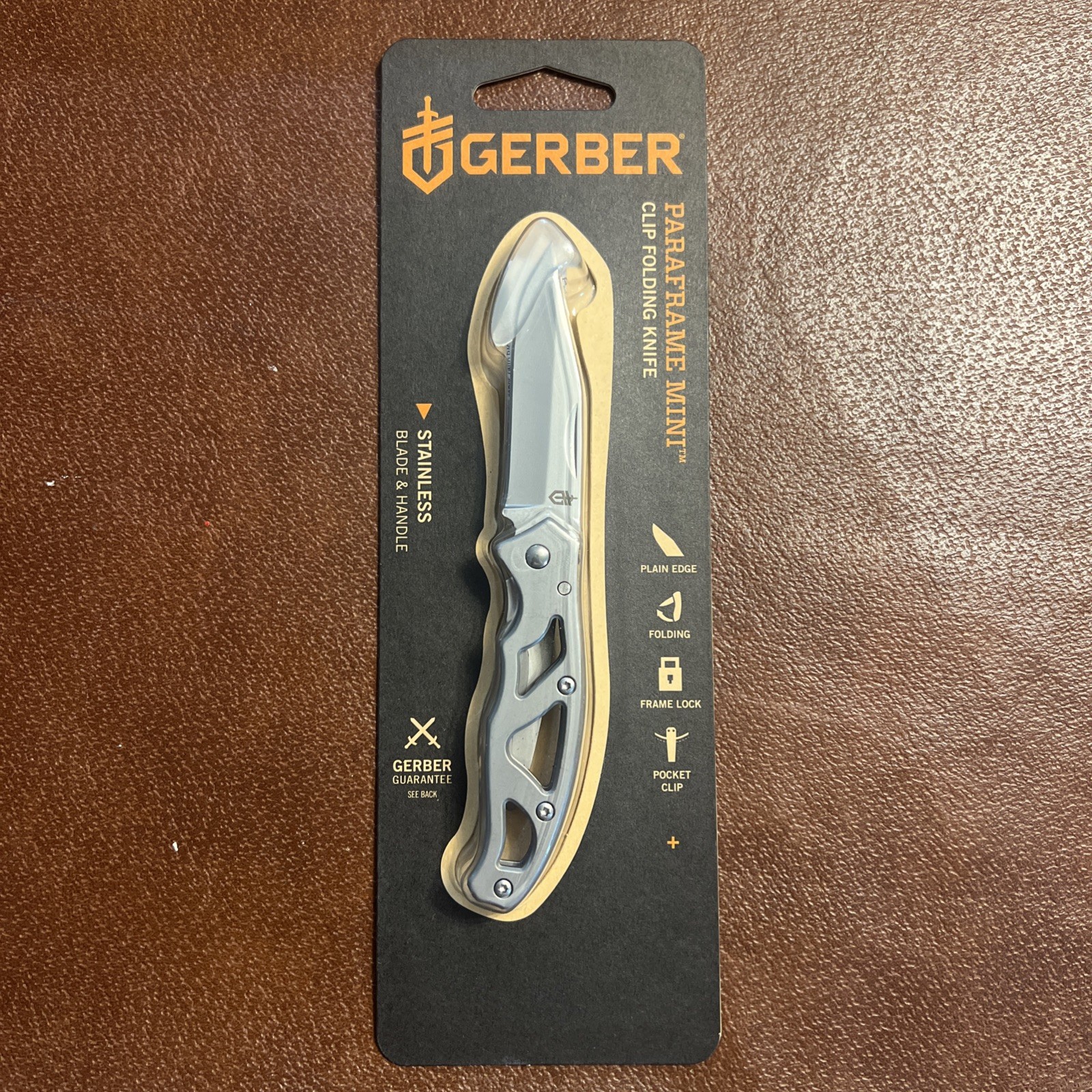 Gerber PARAFRAME MINI - Silver Stainless Steel Clip Folding Knife