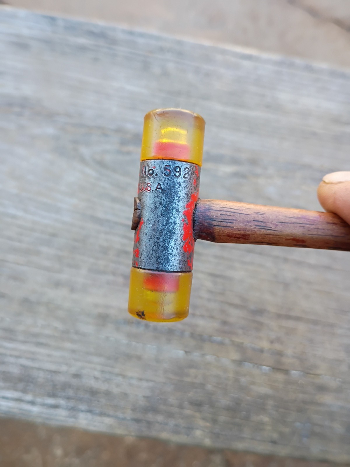 Vintage Stanley No. 592 Small Soft Face Hammer Mallet USA Wood Handle 8 inches