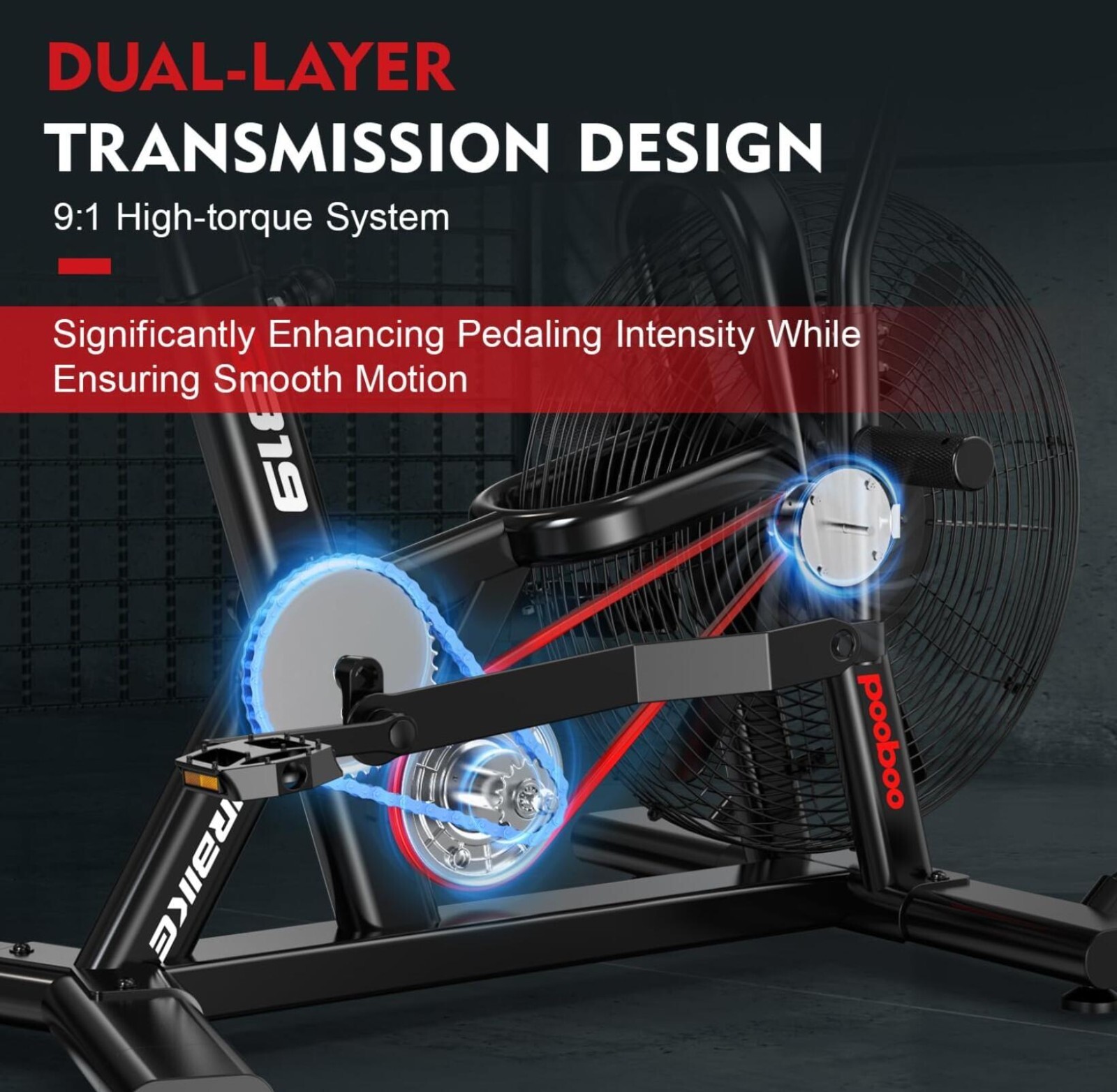 Fitness Fan Bike, Black, 111 LB, Indoor/Outdoor Cycling Exercise Bike Home Gym