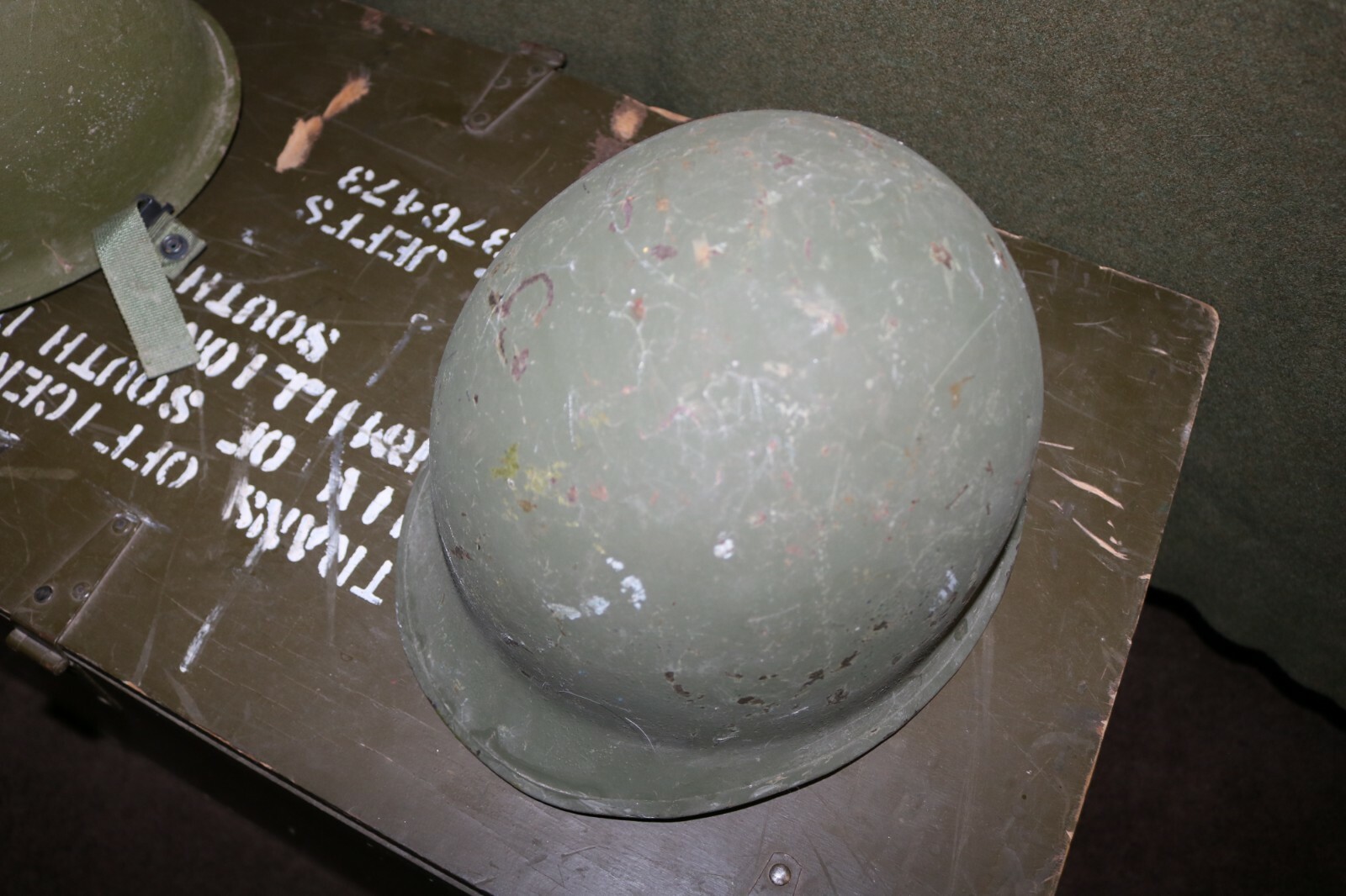 Grade B+ USGI M1 helmet rear seam swivel bale WWII - 1970s