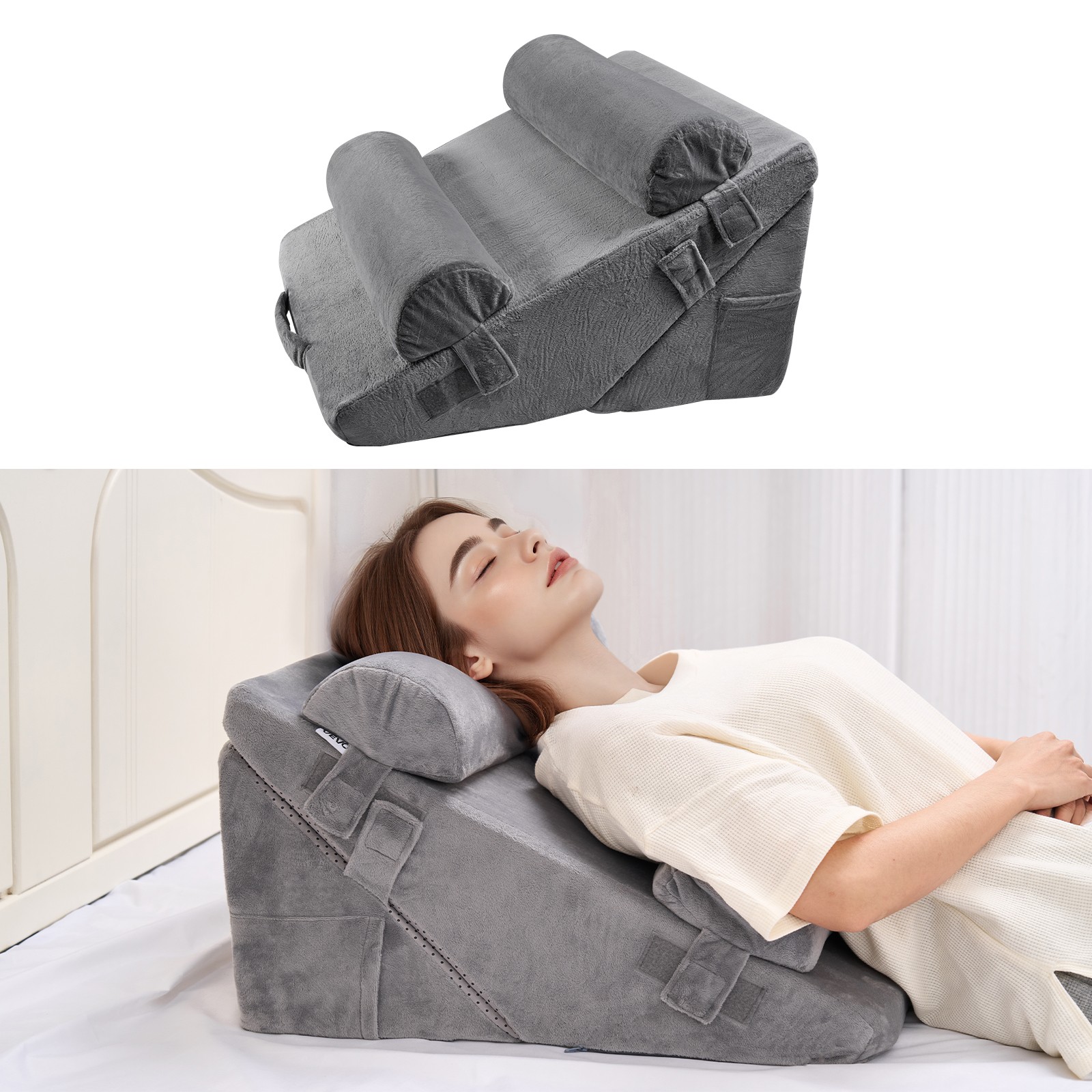 VEVOR Orthopedic Bed Wedge Pillow 4 Pcs Adjustable for Back Leg Neck Sleep GERD