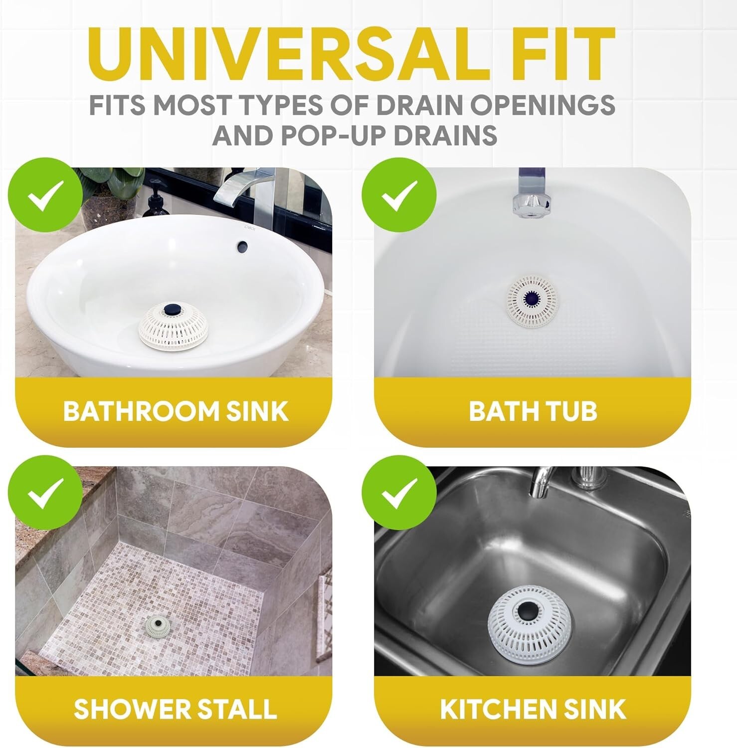 ShowerShroom Stealth Shower Hair Drain Catcher - Hair Stopper for Shower Drain