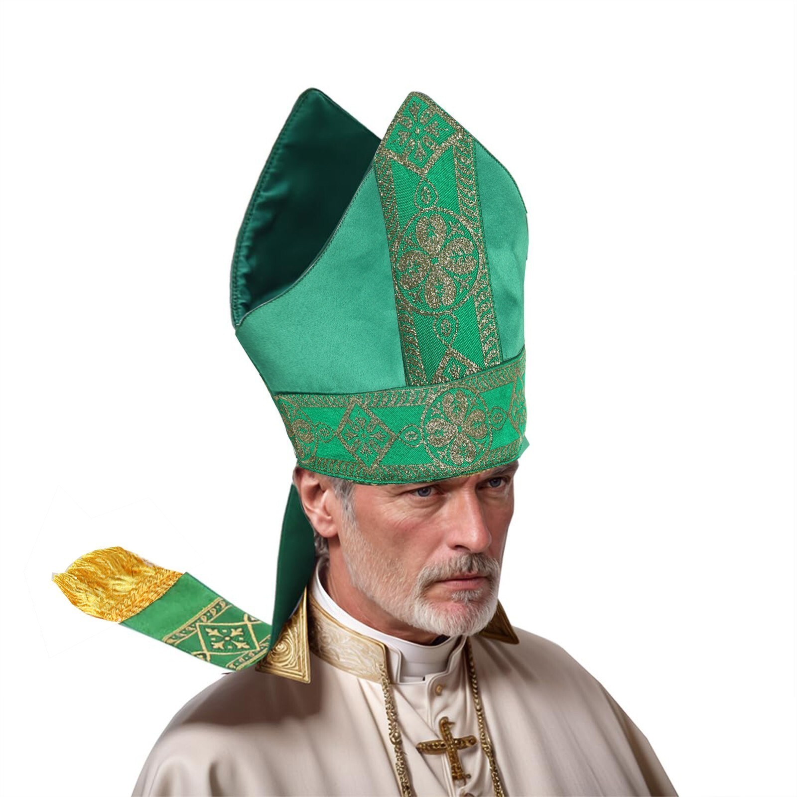 Catholic Bishop Hat Papal Mitre Hat Clergy Headgear Priest Hats for Liturgical