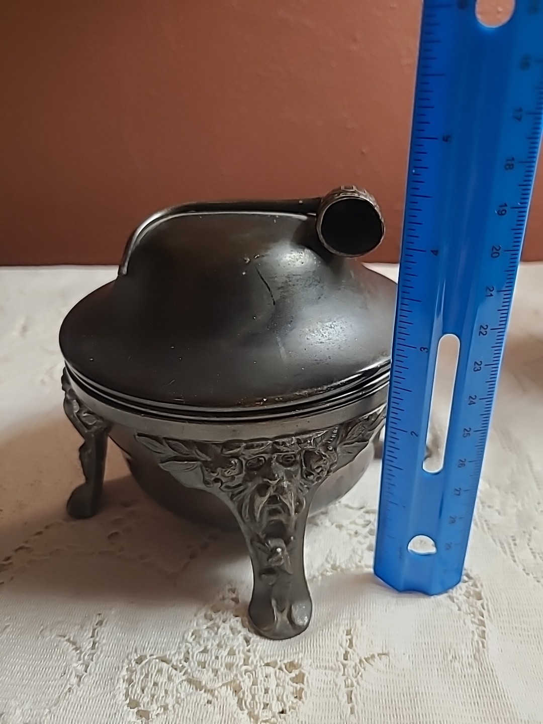 Antique Benedict Silverplate Tobacco Holder Two Piece Tobacco Pipe Lidded