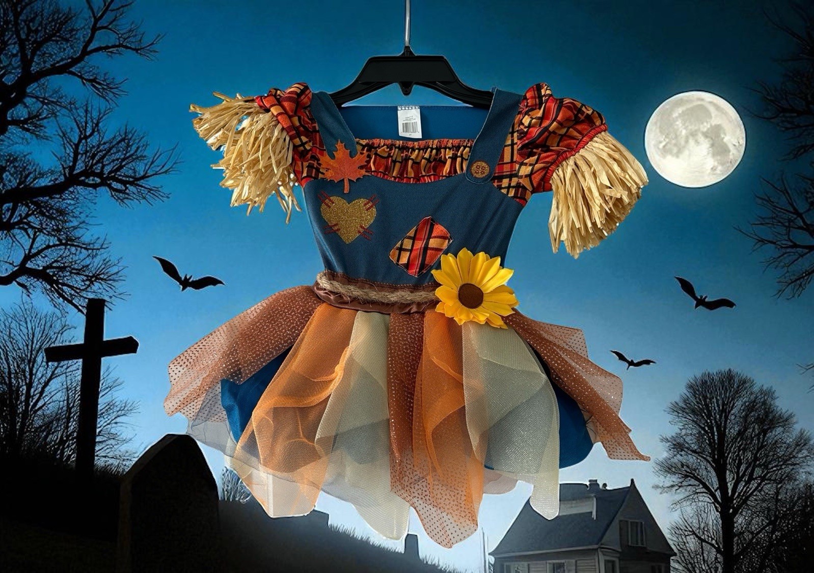 Girls Scarecrow Costume Tutu Skirt Sz 2T Halloween Thanksgiving Fall Pumpkin 2