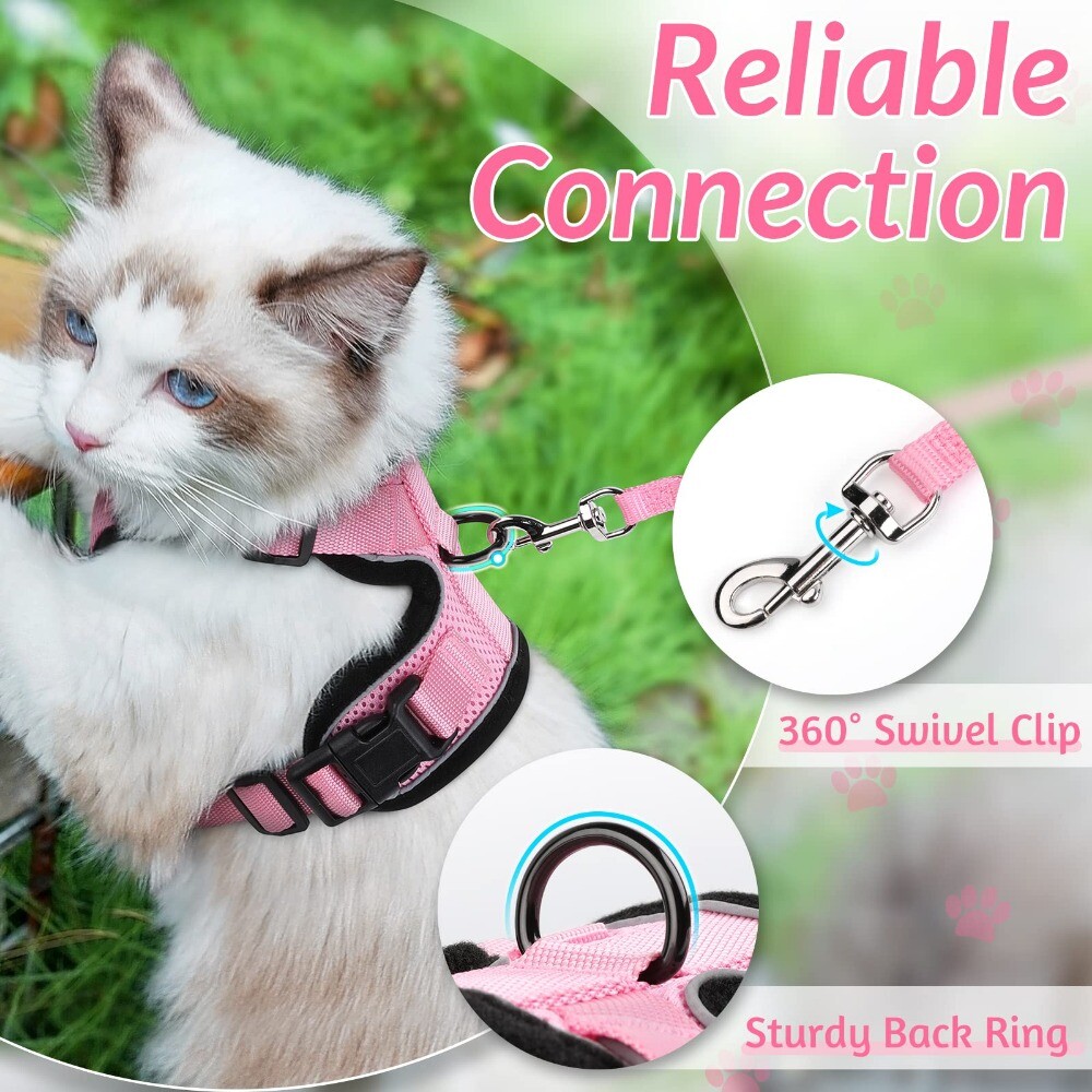 Cat Harness and Leash Escape Proof Soft Adjustable Vest Breathable Reflective