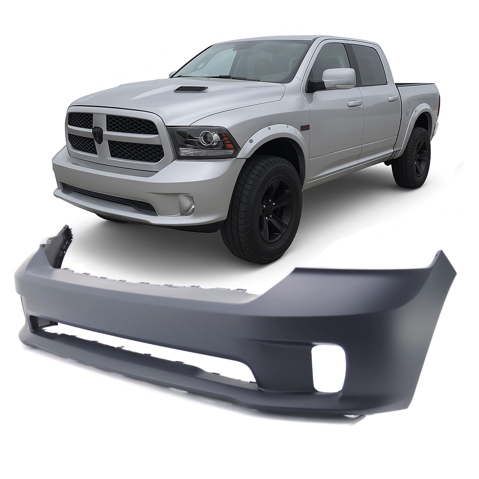 Primed Front Bumper Cover for 2013-2018 Dodge RAM 1500 Sport & Express