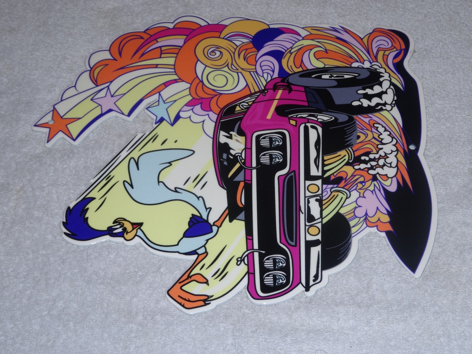 VINTAGE DODGE MOPAR ROAD RUNNER DIECUT 12" METAL ROADRUNNER CAR ADVERTISING SIGN