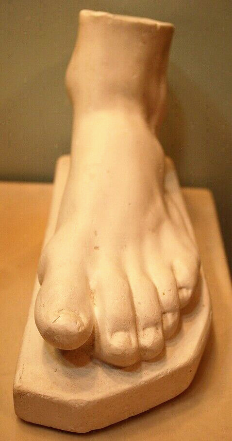 Antique Life Sized MALE HUMAN FOOT PLASTER CAST SCULPTURE 1920s European Art 10"
