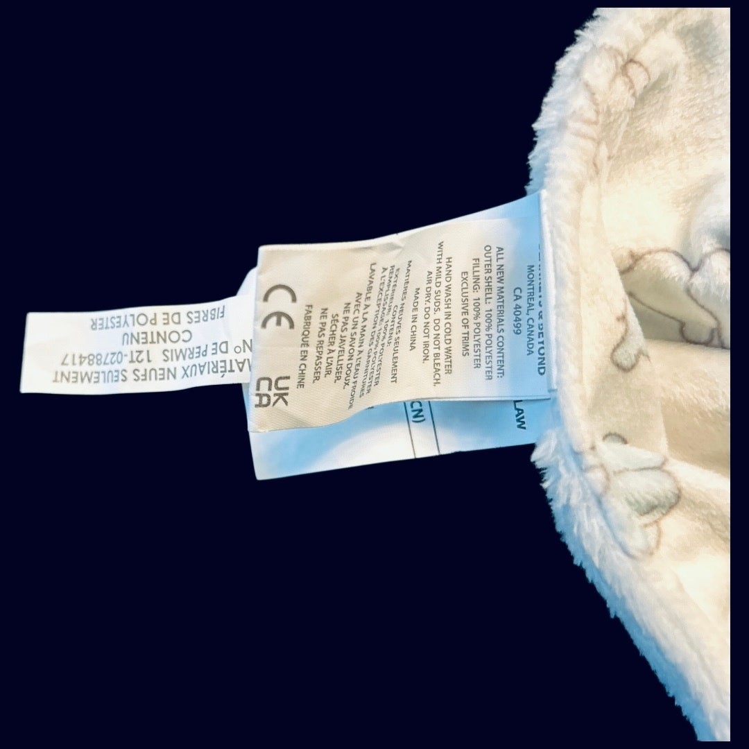 NWOT Blankets & Beyond Elephant White / Blue Plush Mini Security blanket Lovie