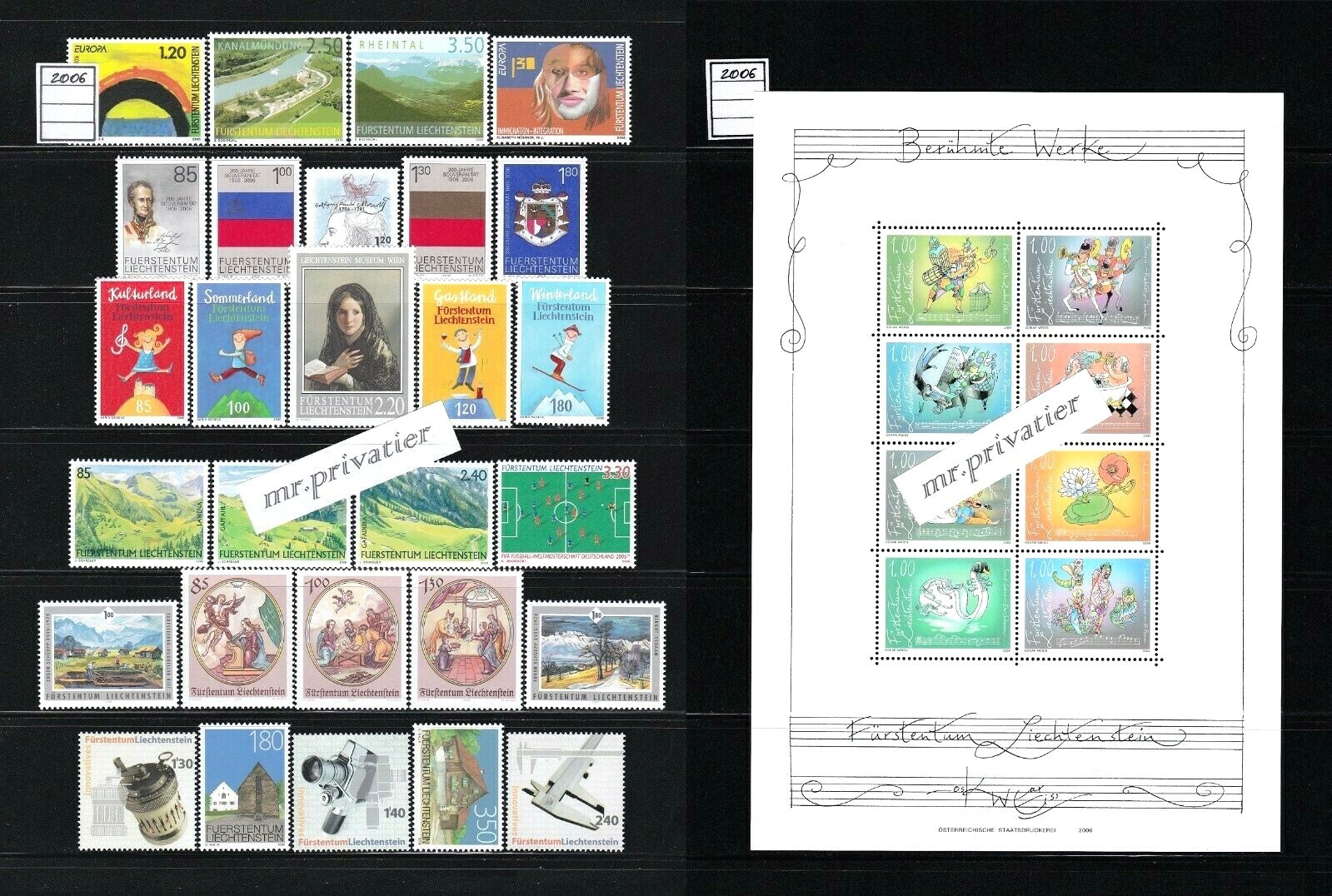 LIECHTENSTEIN 2006 - Complete Year.  MNH.  €144