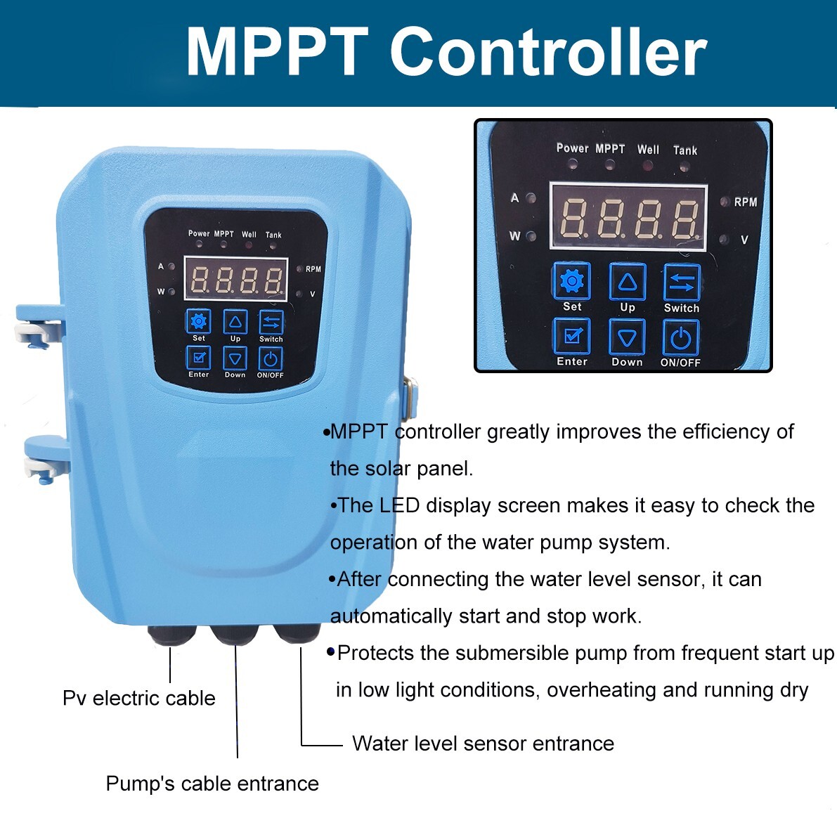 3" Solar Pump Submersible Pump Bore DC 24V 270W Deep Well Pump + MPPT Controller