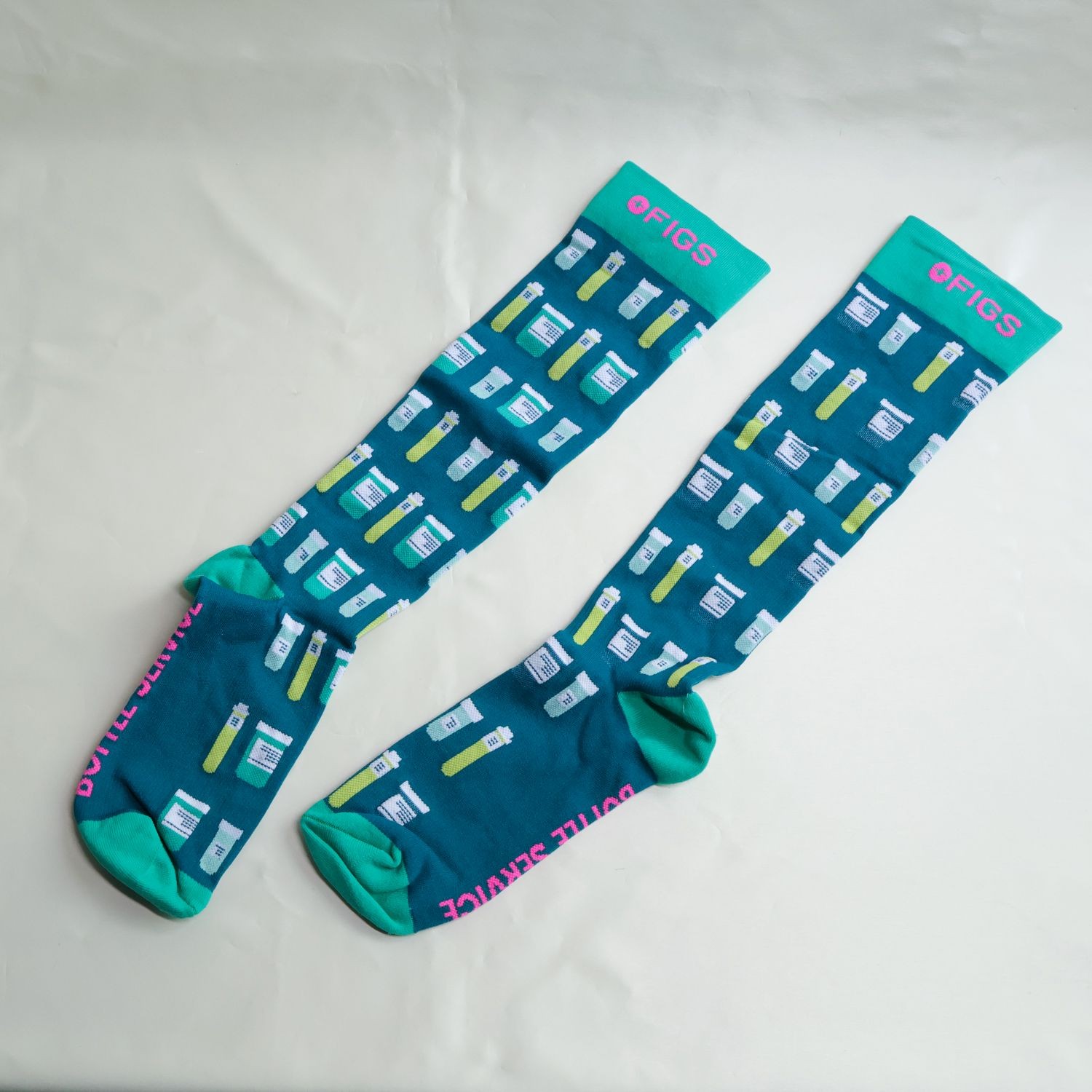 Figs Compression Socks Blue Stylish Medical Design Size L