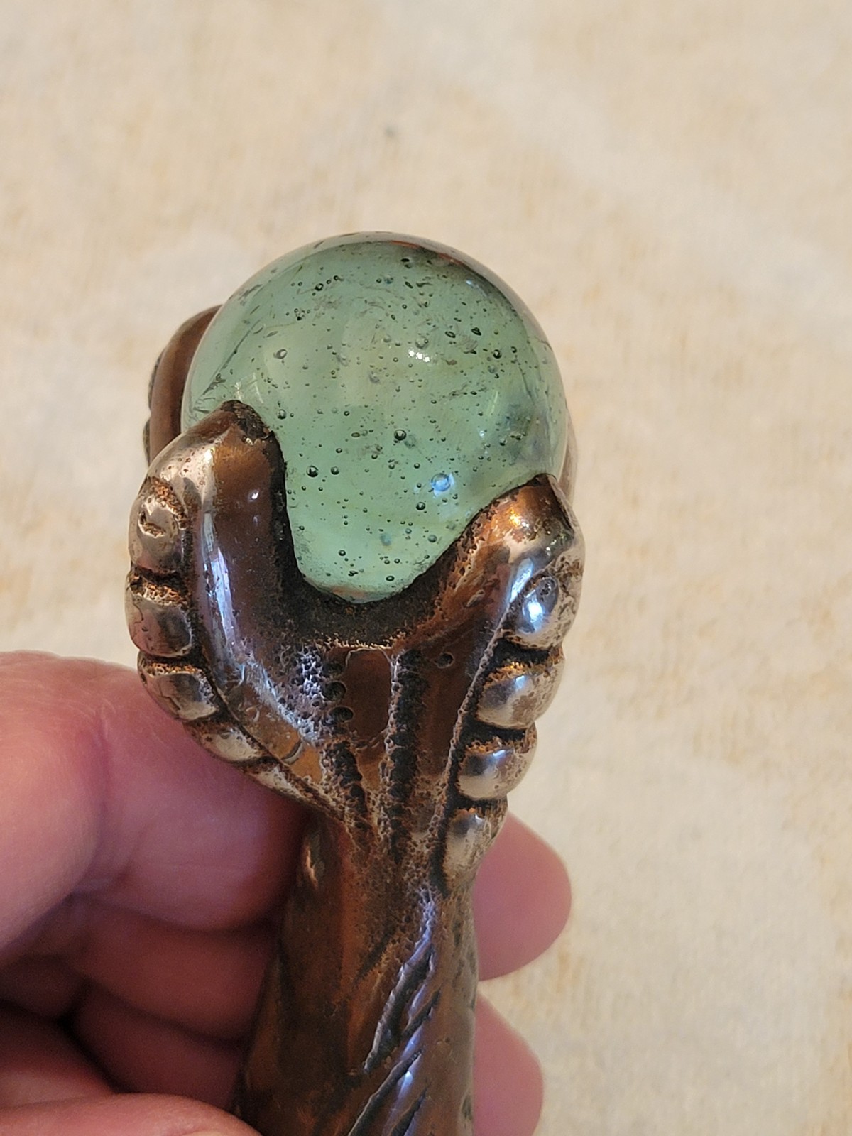 Vintage Claw Iron Furniture Foot with Glass Ball.