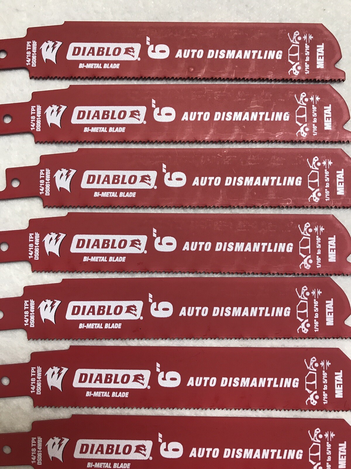20 Pack Diablo 6" 14/18 TPI Reciprocating Saw Blades Auto Dismantling Metal Cutt