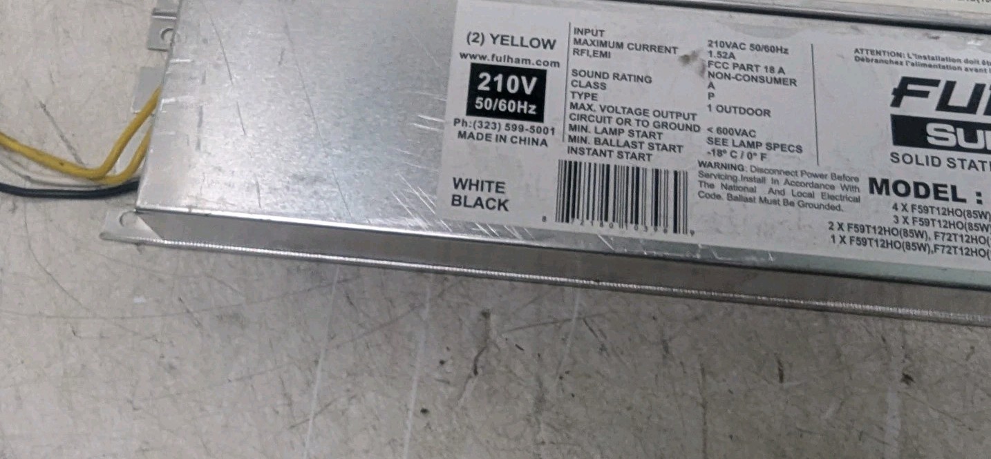 Fulham Sunhorse Solid State 210v Electric Ballast For Tanning Beds FEP-210-600-L