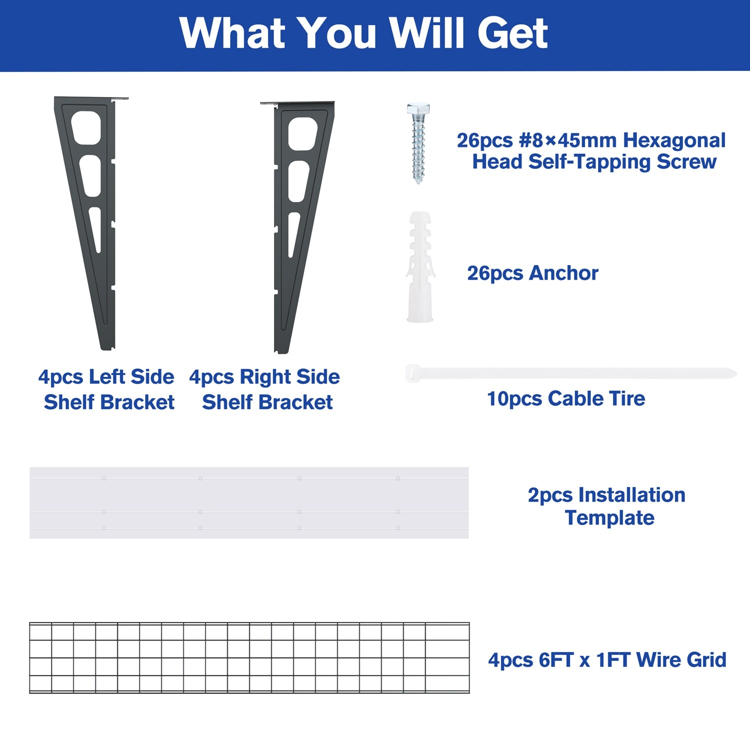 WORKPRO 2PCS 2x6FT Garage Wall Shelving 72"*24" Heavy Duty Wall Mounted Shelving