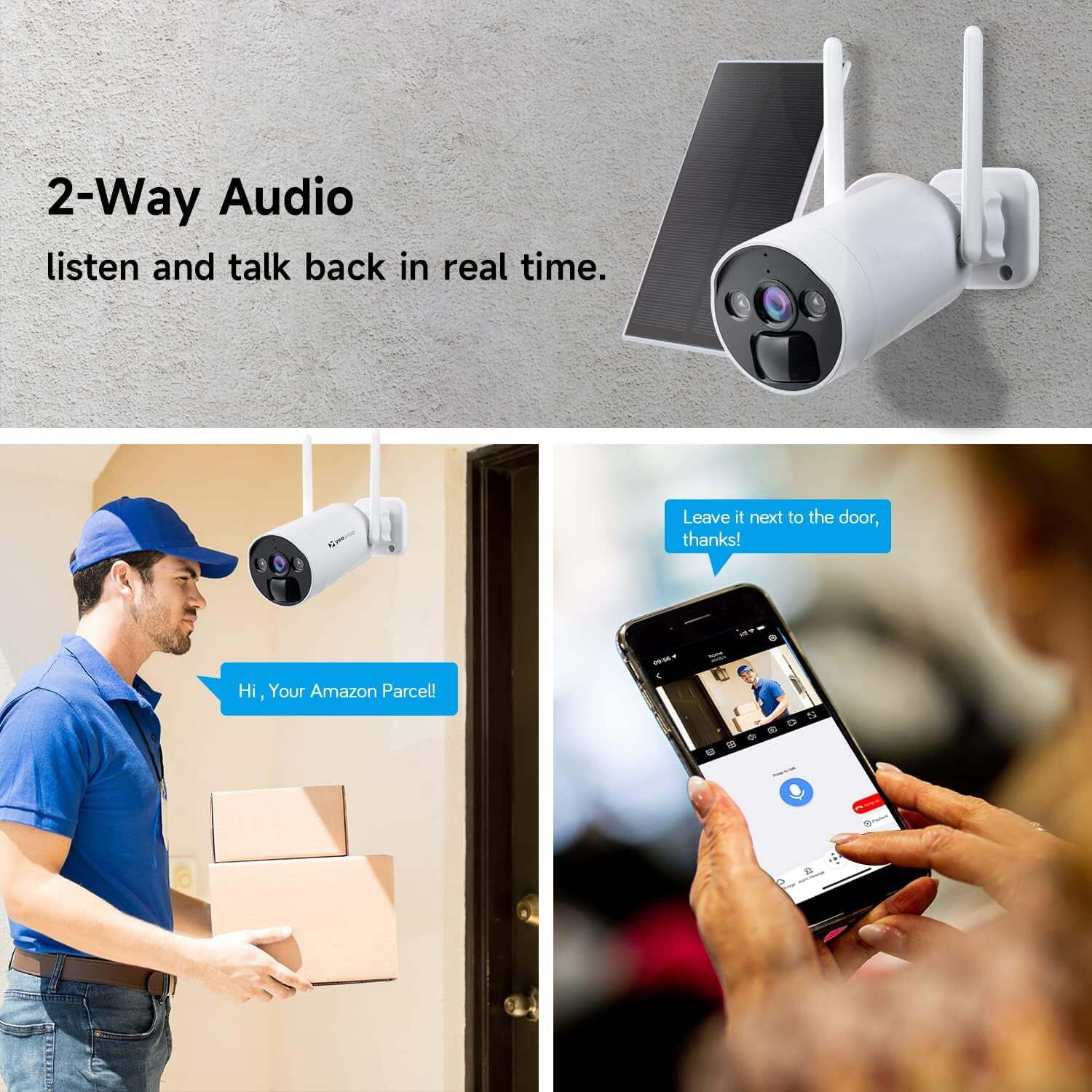 Solar Battery Powered Security Camera System Outdoor Wireless Wifi Home IP CCTV