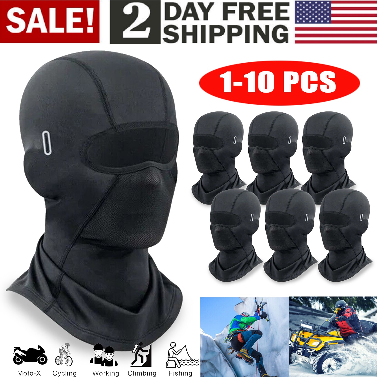 Winter Thermal Motorcycle Balaclava Windproof Ski Full Face Mask Hood Helmet Lot