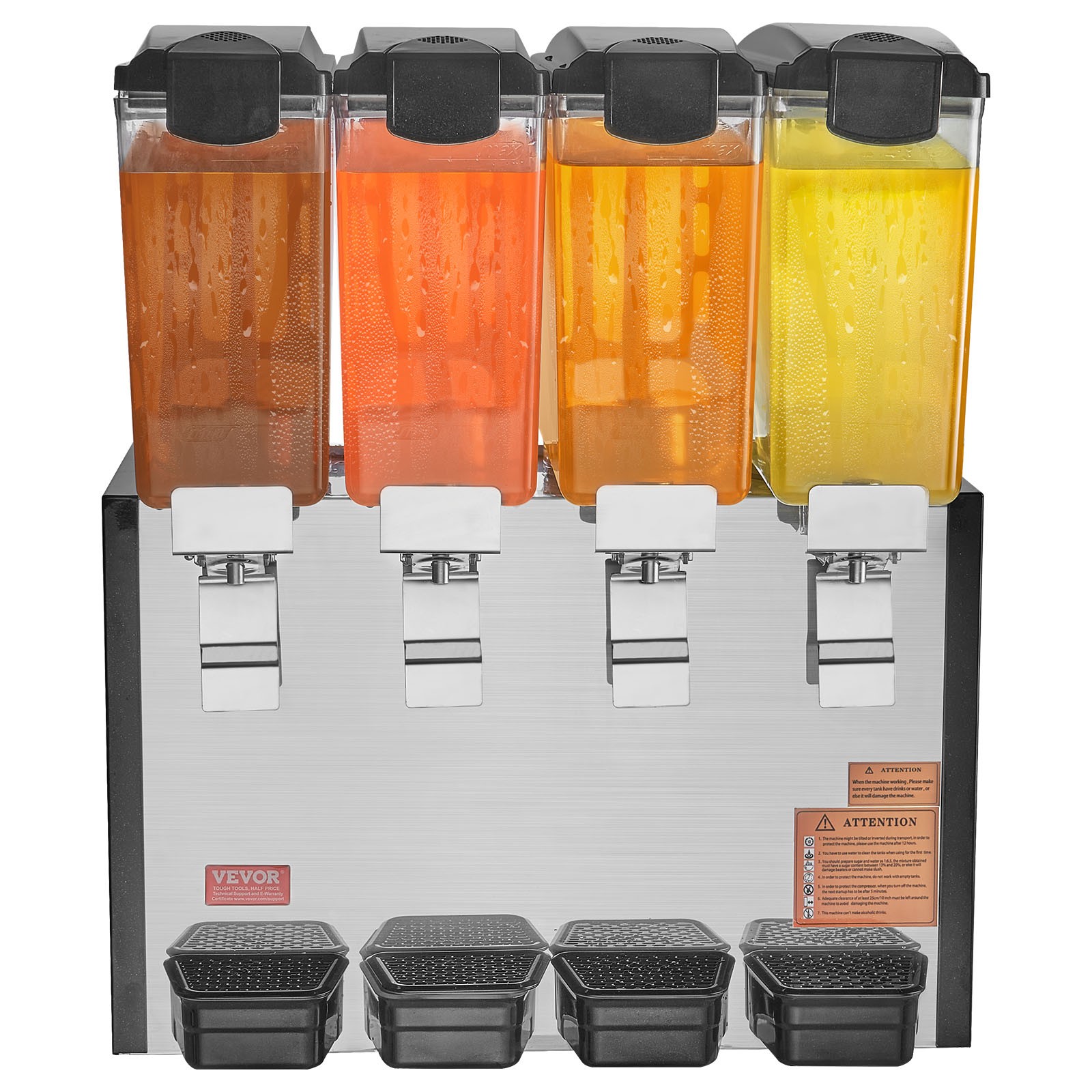 VEVOR Commercial Beverage Dispenser 10L x 4 Tanks Cold Juice Ice Drink Dispenser