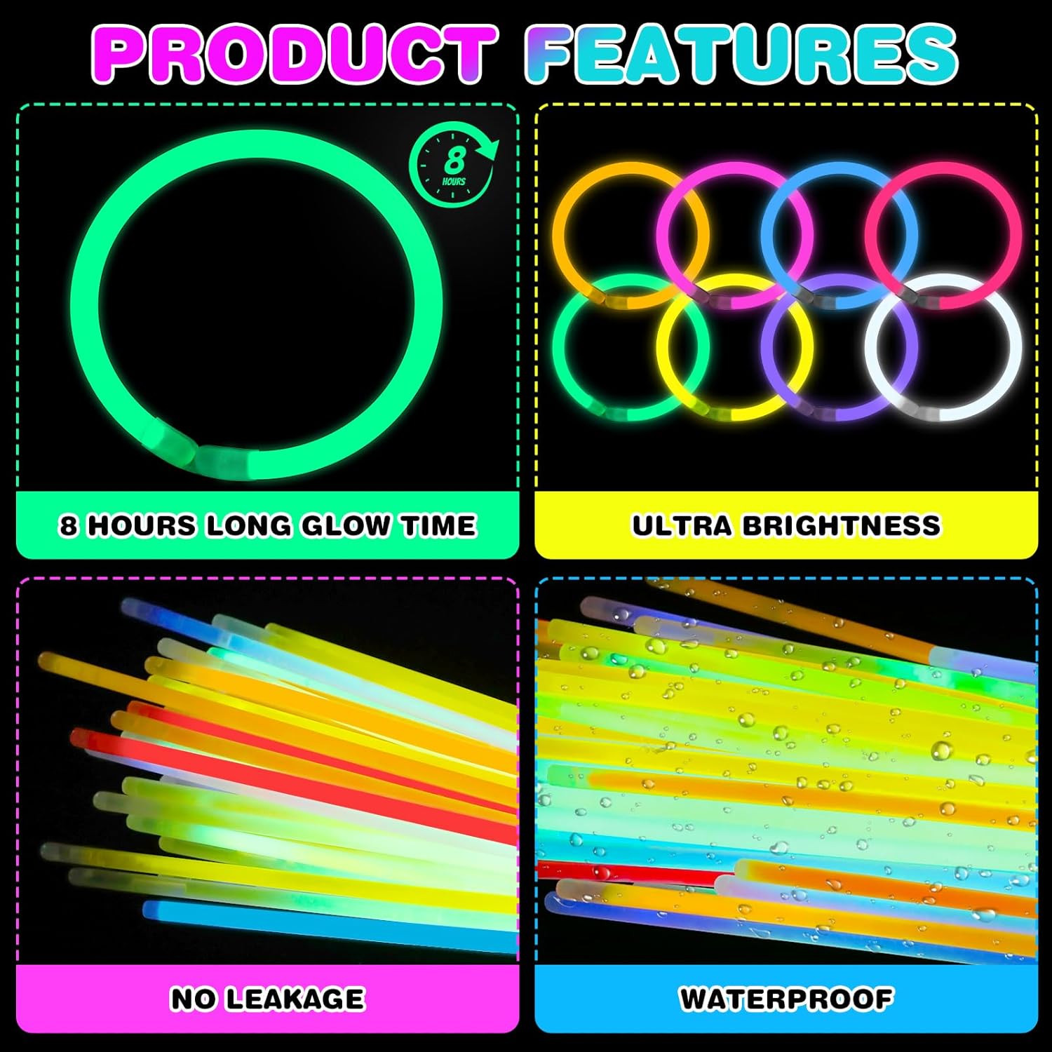 86 PCS Ultra Bright Glow Sticks, 8 Inch Glow Sticks Bulk Party Pack, Light up St