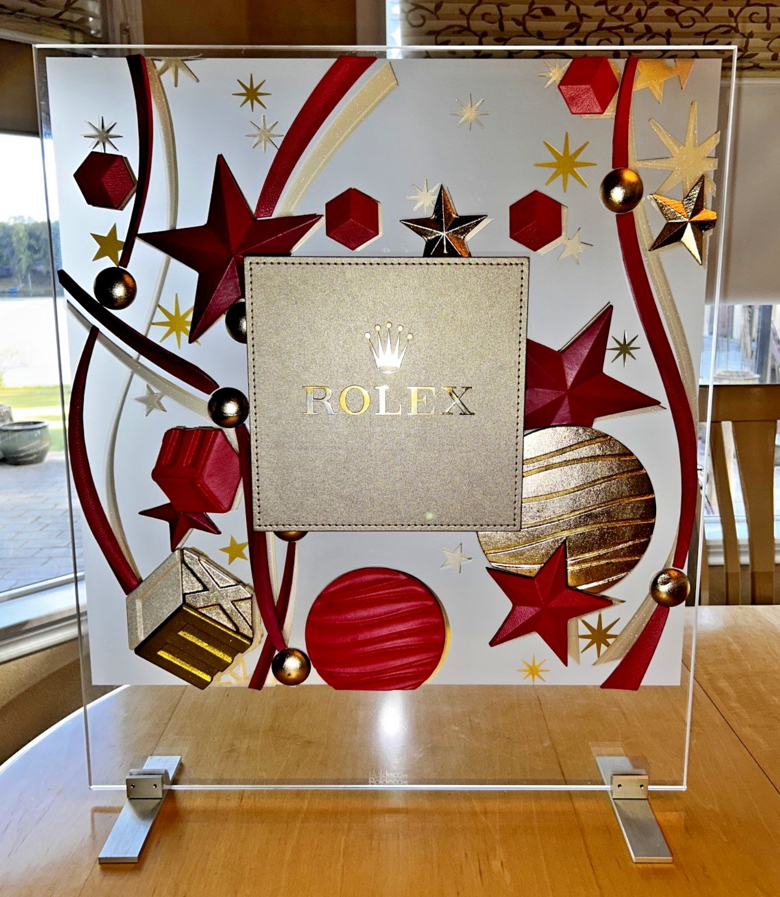 ROLEX STANDING RED AND GOLD CELEBRATION ADVERTISING DISPLAY ADVERTISEMENT