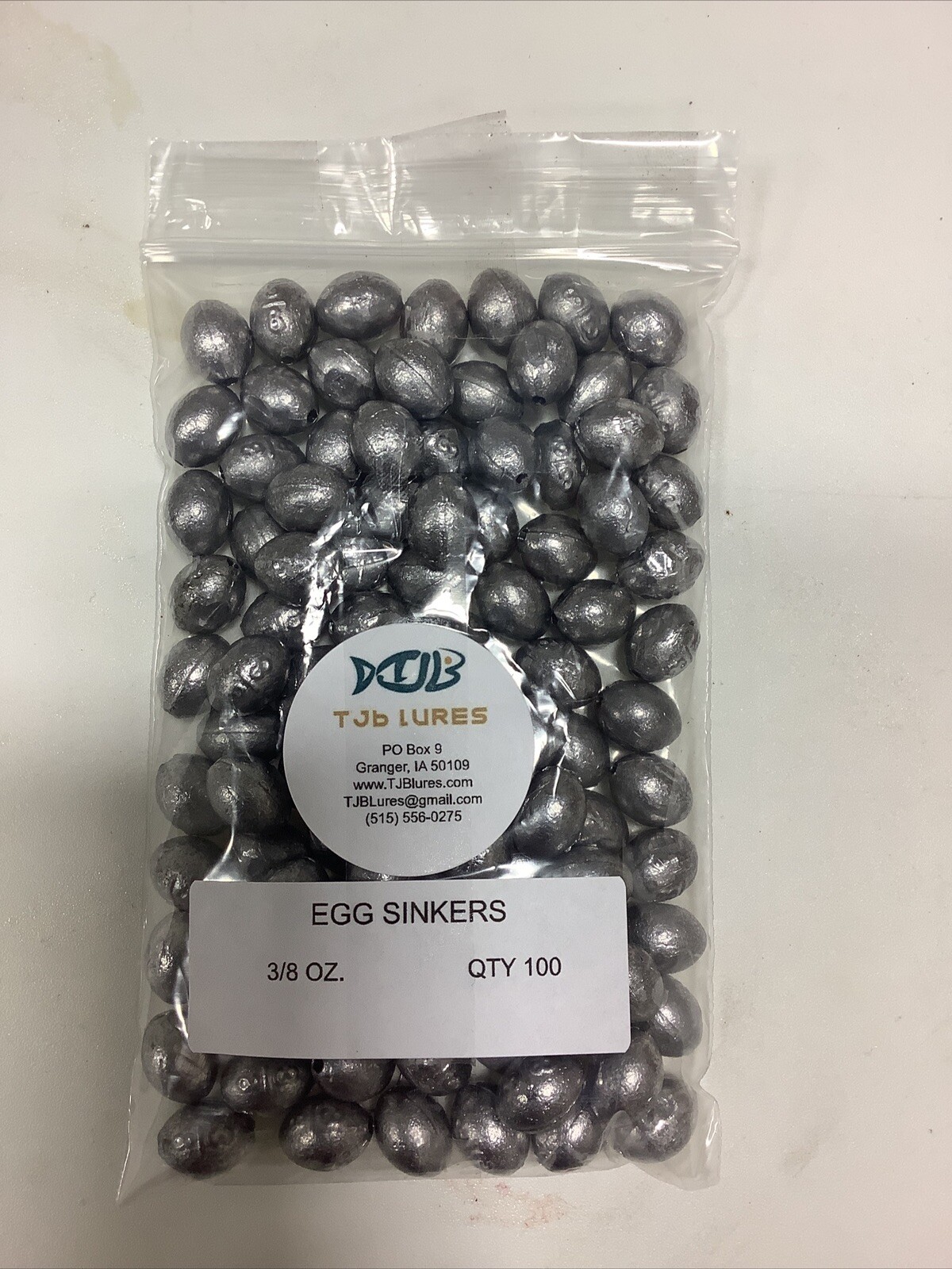 100 QTY 3/8 oz Lead EGG SINKERS, Slip Sinkers, Weights FREE SHIPPING