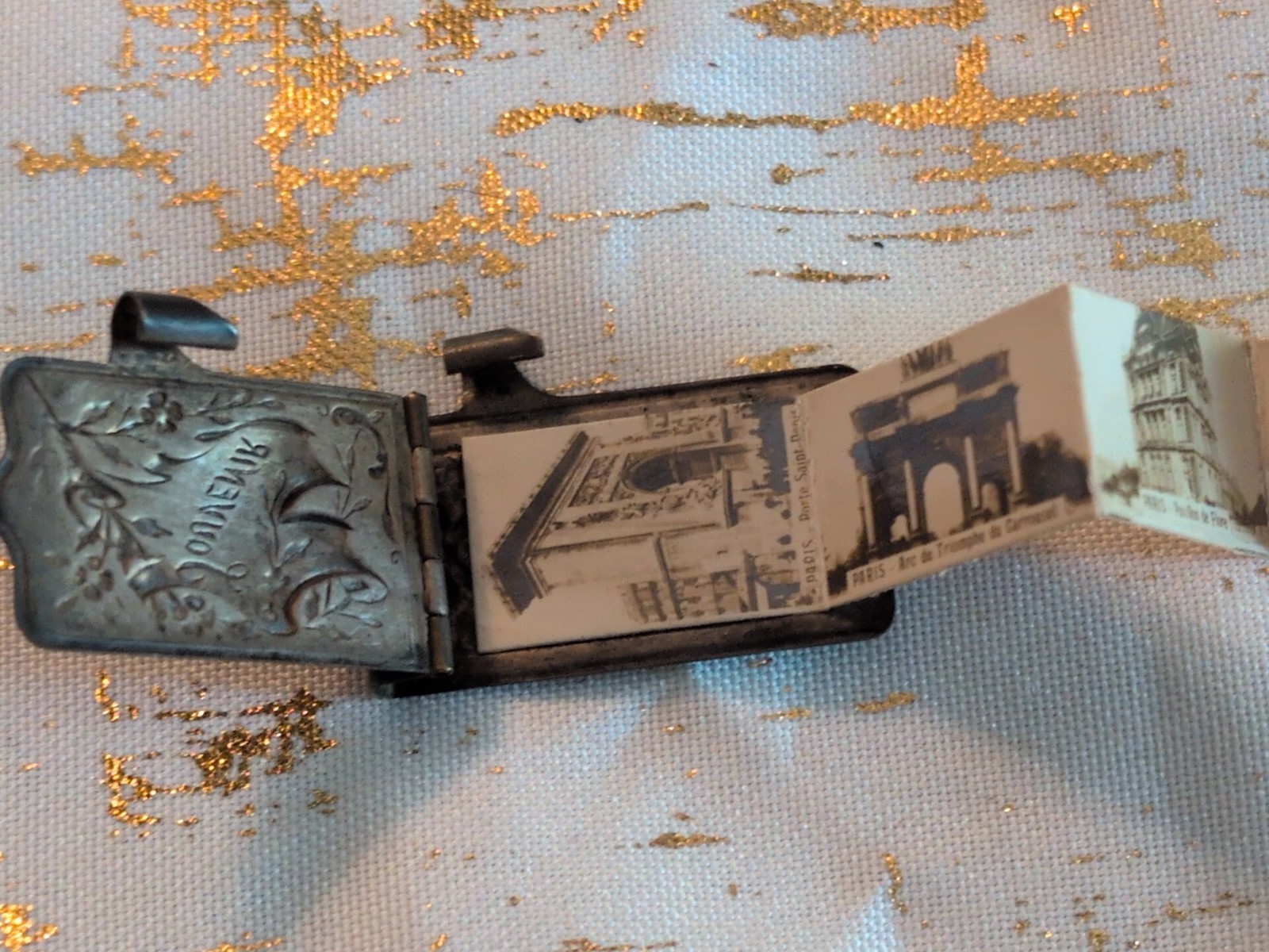 Antique WW 1 Souvenir Miniature Locket Photo Album Black & White Photos Book VTG