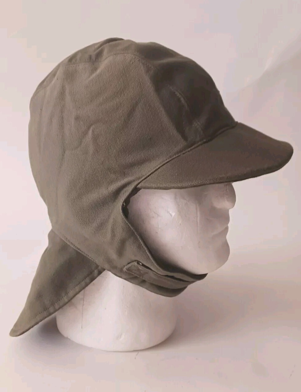 USN Winter Cloth Deck Helmet OD Green Hat Size 7-1/4 NOS