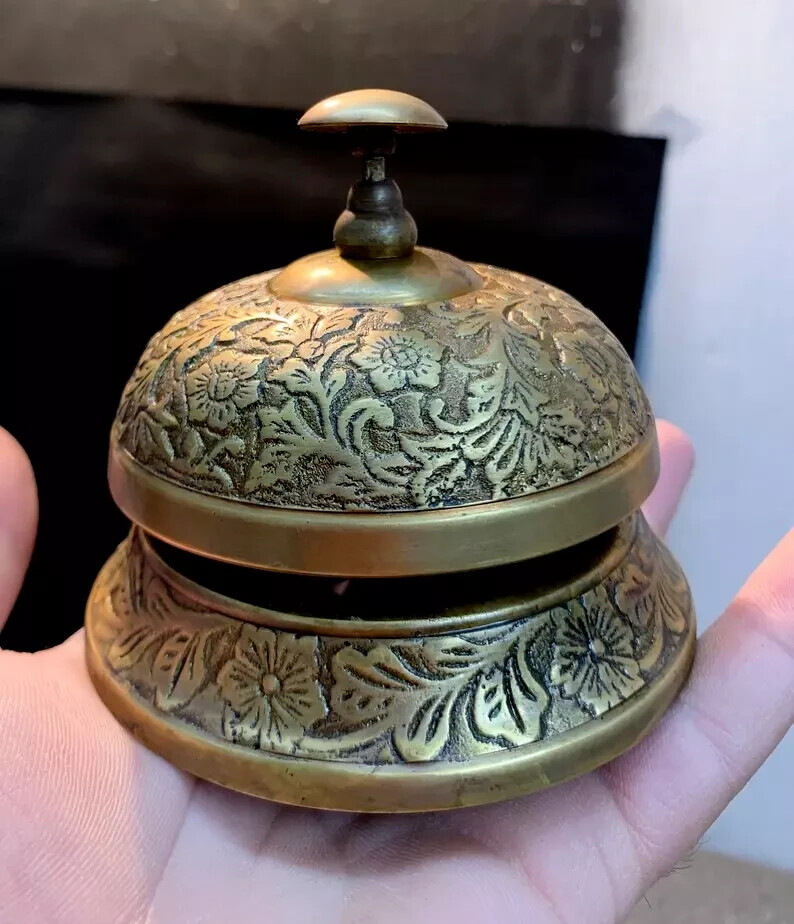 Table Desk Bell Antique Vintage Brass Hotel Service Ornate Reception Counter new