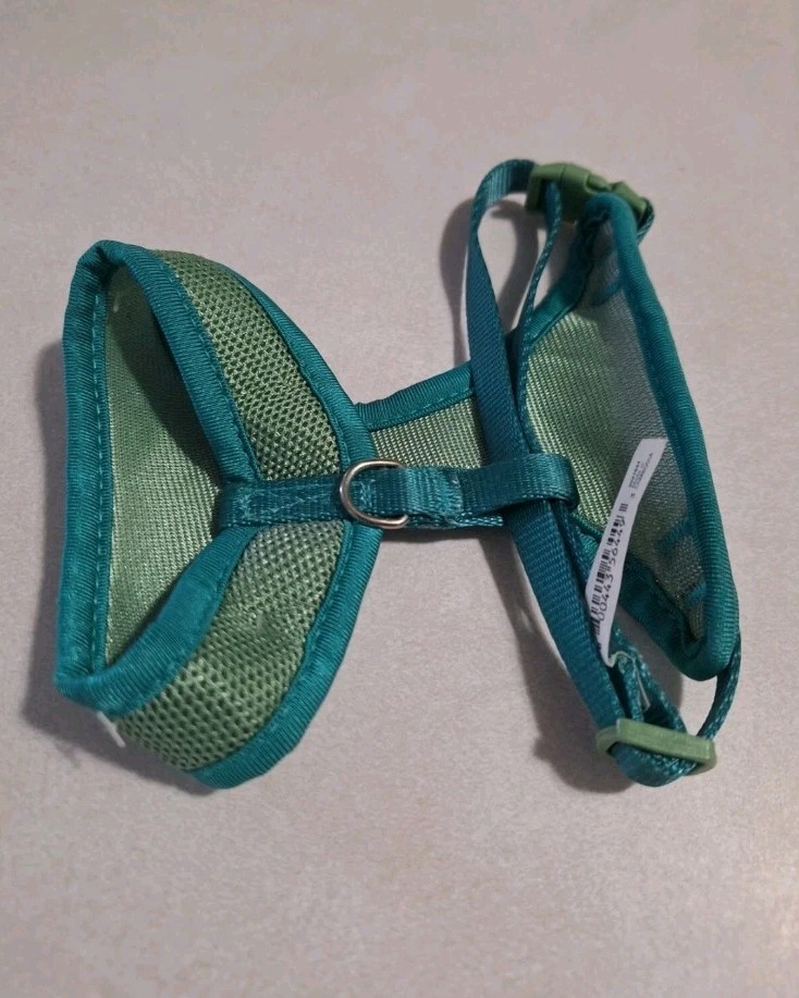 Mesh Cat Harness Adjustable For Cats Blue/Green XS-S Neck 8-12", Chest 12-17"