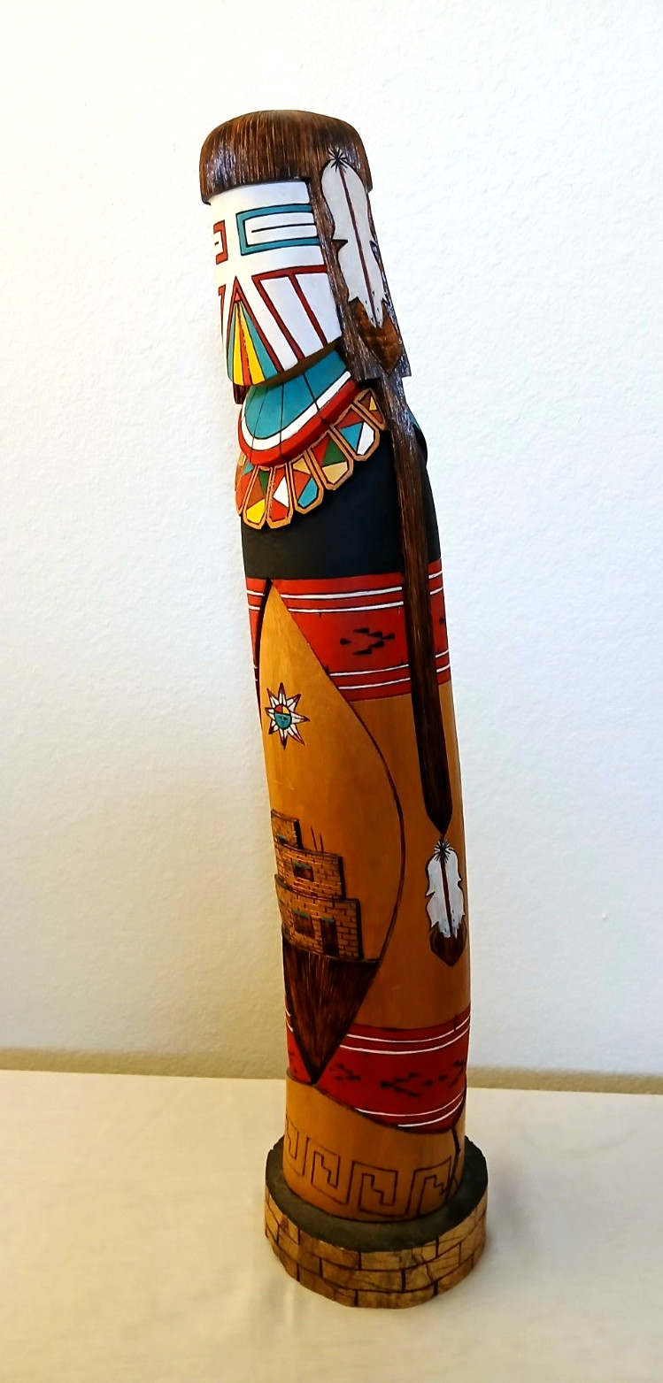 Authentic Hopi Navajo Fully Carved Cottonwood Shalaka Kachina 23" Stenson Walker
