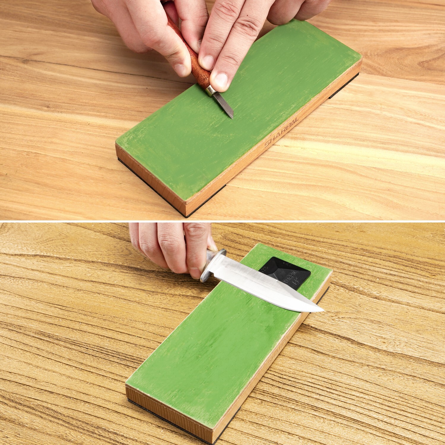 SHARPAL 8"x3" Honing Leather Strop with 2 Oz. Polishing Compound & Angle Guide