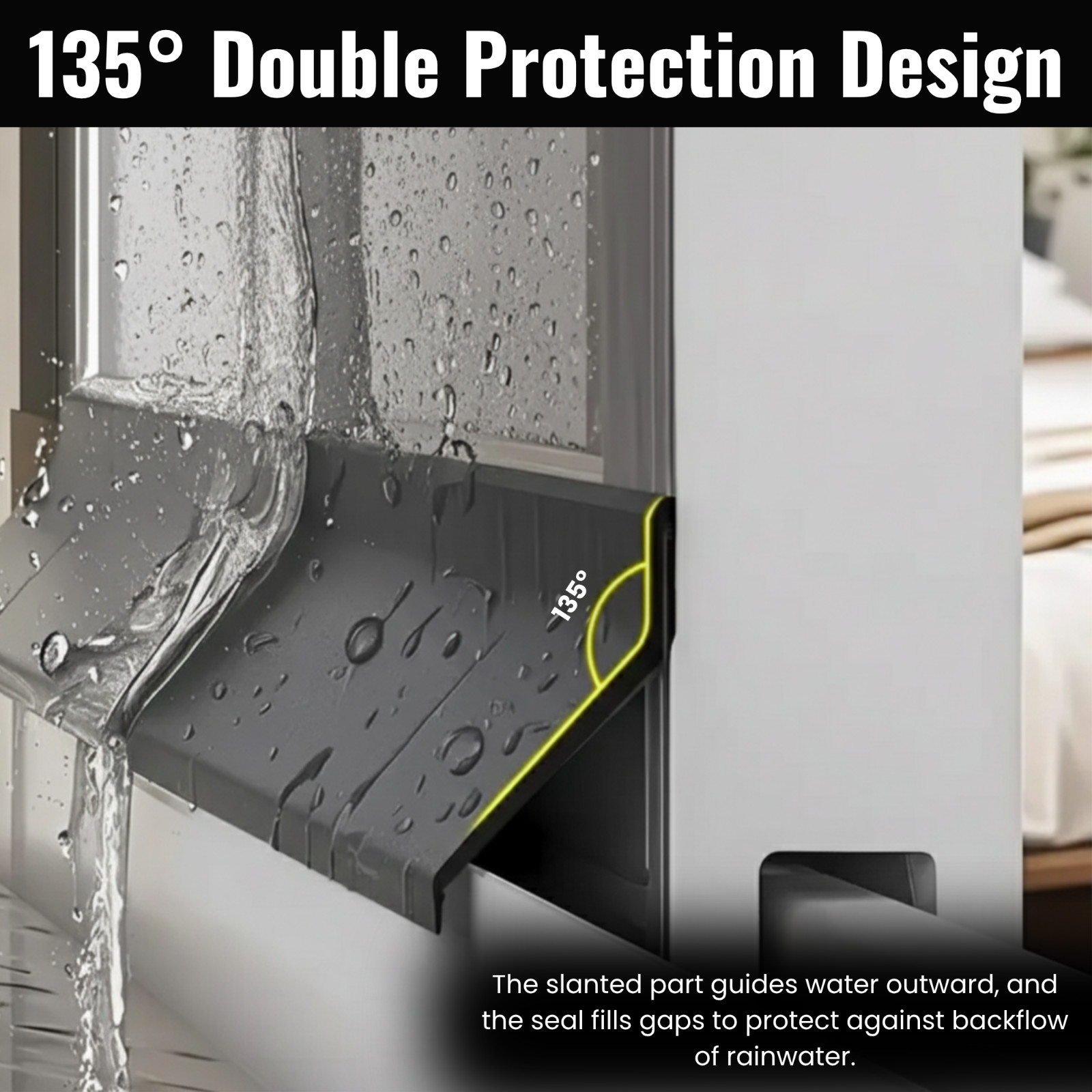 Waterproof Window Weather Bar-Self-Adhesive 135° Angle Seal for Rain Protection