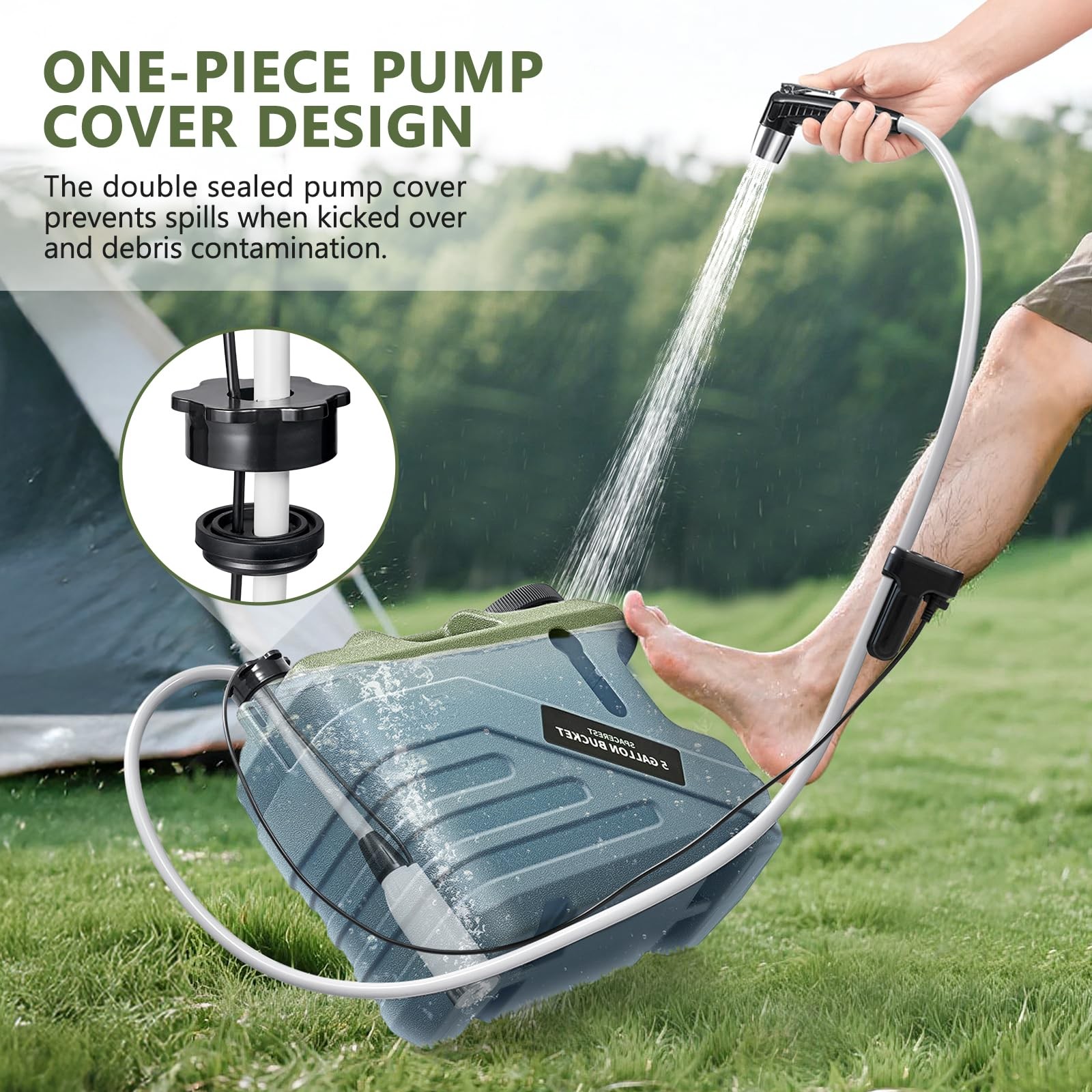 Portable Shower for Camping with Integrated Design – Spill-Resistant, Electri...