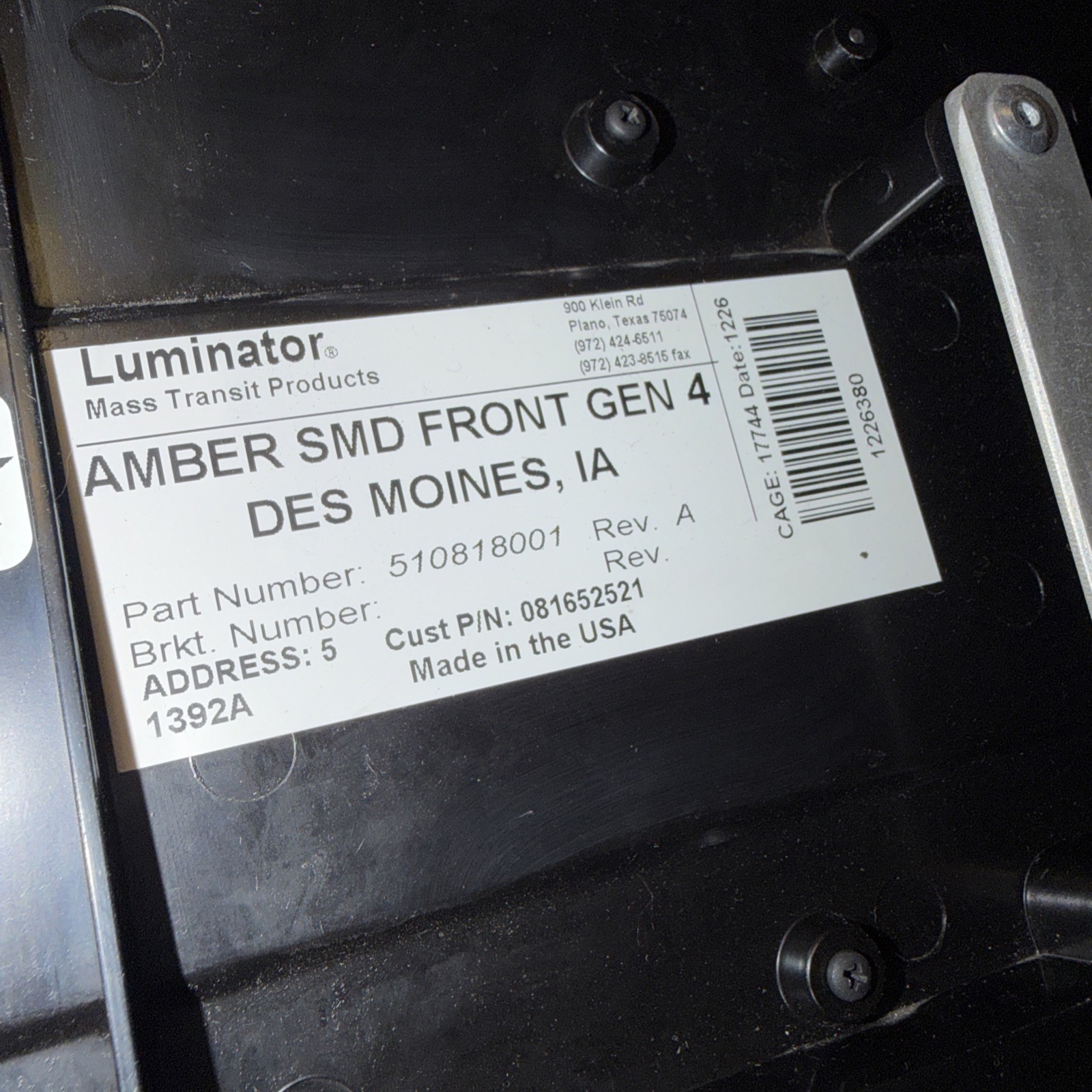 LUMINATOR 16x40 SMD FRONT HORIZON DISPLAY 510818001 LED AMBER TRANSIT BUS SIGN