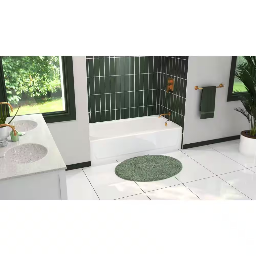 Bootz Aloha 60x30 Alcove Soaking Bathtub Right Drain White Steel Tub 011-3364