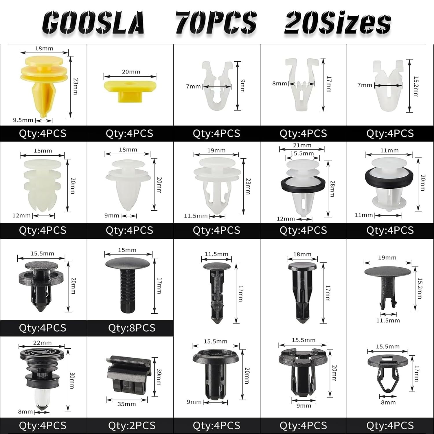 70 Pcs Tesla Clips Tesla Bumper Fender Liner Push Retainer Fastener Rivet Cli