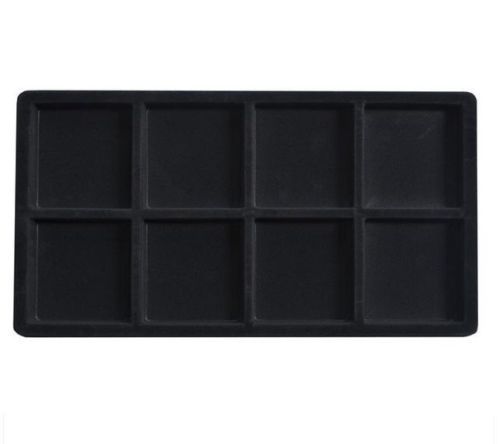 10 Tray Inserts 8 Compartment Liners Black Jewelry Flocked 14 " x 7 ½" x ½"