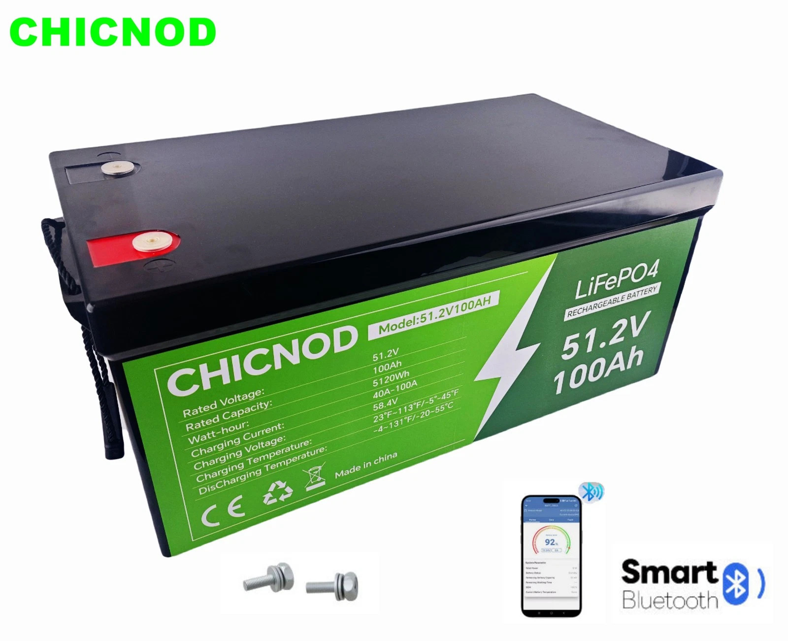 48V 100Ah LiFePO4 Lithium Battery BMS Deep Cycles for RV Solar Boat Golf Cart