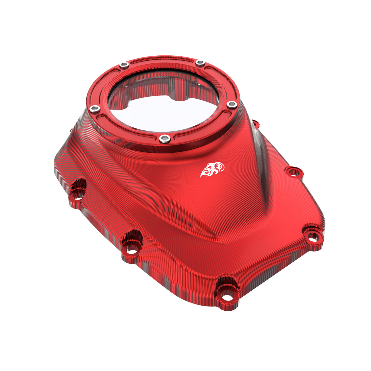 Red Camshaft Cover with Transparent Glass Fits Harley 17-23 FLHR FLH FLTC w/M8